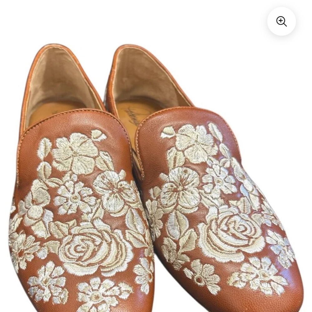 Patricia Nash Brown Leather Floral Embroidered Mules